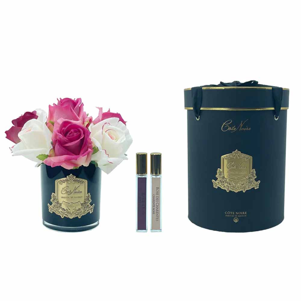 Cote Noire Luxury Round 13 Rose Bud Bouquet Magenta