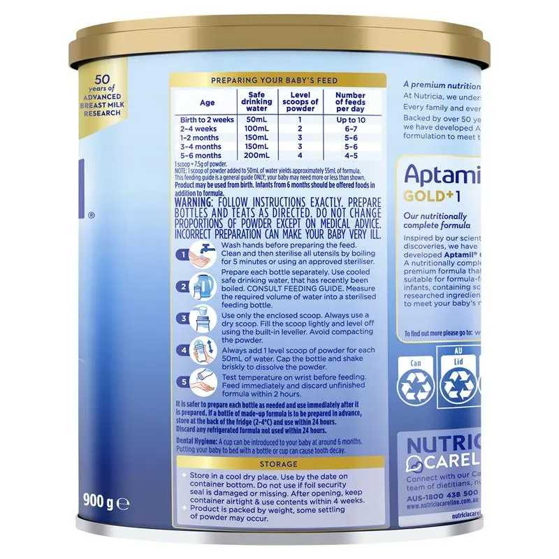 Aptamil Stage 1 Gold+ Premium Infant Formula From 0-6 Months 900g
