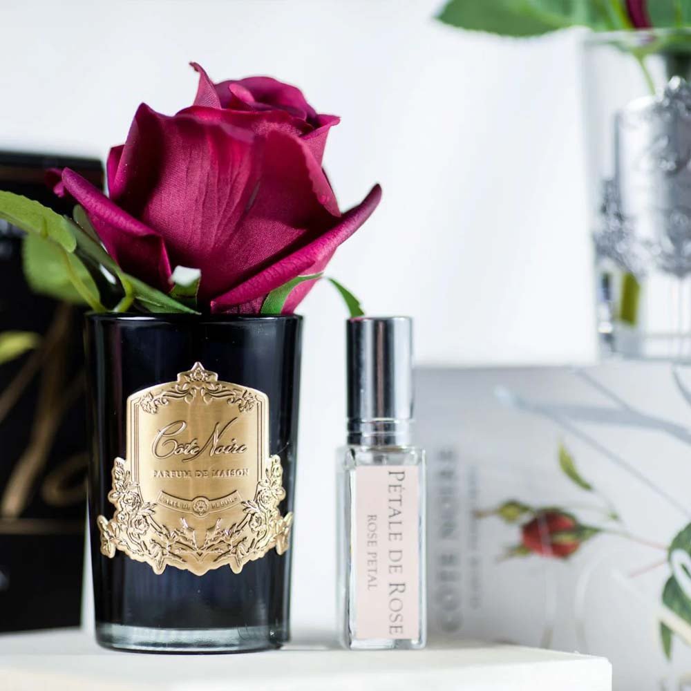 Cote Noire Perfumed Natural Touch Rose Bud in Black and Carmine