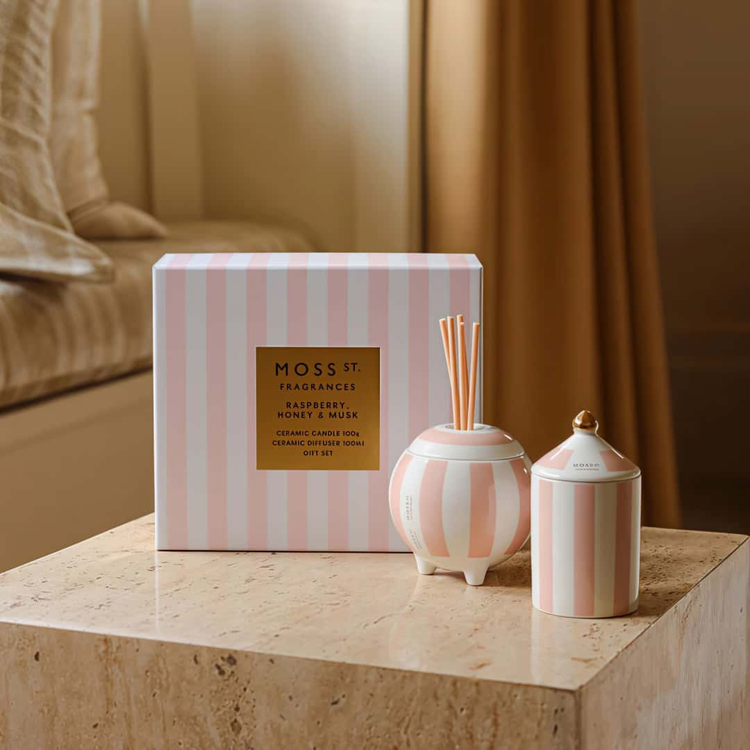Moss St. Fragrances Raspberry, Honey & Musk Mini Candle & Diffuser
