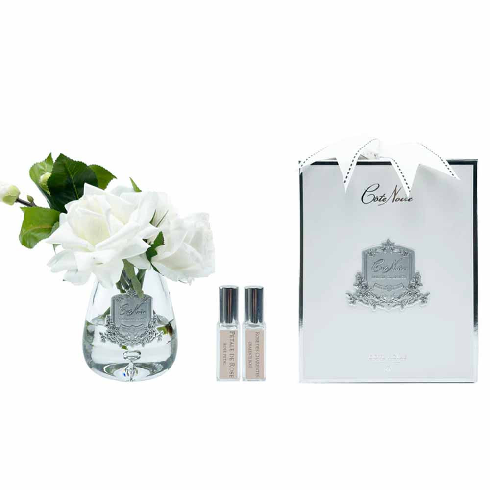 COTE NOIRE - TEAR DROP TEA ROSE IN CLEAR GLASS - PINK BLUSH
