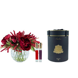 Cote Noire-Christmas Bouquet in Round Bowl - Burgundy