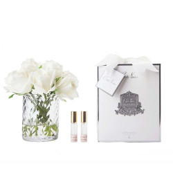 Cote Noire-Herringbone Ivory White Rosebuds