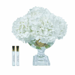 Cote Noire-Provence Hydrangea Bouquet Medium White with Gold Badge