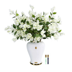 Cote Noire-Imperial Bougainvillea Piano White Urn with White