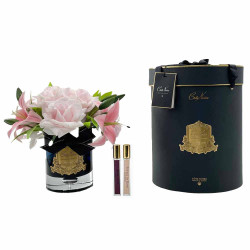 Cote Noir-Luxury Lilies & Roses Bouquet Dark Glass Pink