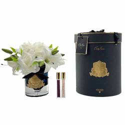 Cote Noir-Luxury Lilies & Roses Bouquet Dark Glass White Gold Badge