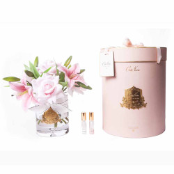Cote Noir-Luxury Lilies & Roses Bouquet Pink Gold Badge