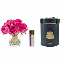 Cote Noir-Premium Rose Bud Bouquet Magenta Clear Gold Badge