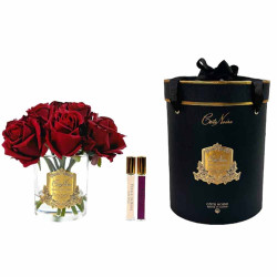 Cote Noir-Premium Rose Bud Bouquet Red Clear Gold Badge
