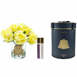 Cote Noir-Premium Rose Bud Bouquet Yellow Clear Gold Badge