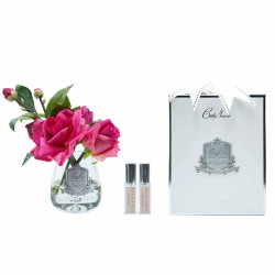 Cote Noir-Tea Rose Bouquet - Clear Tear Drop Glass Magenta