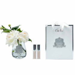 Cote Noir-Tea Rose Bouquet Clear Tear Drop Glass Pink Blush