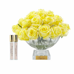 Cote Noire-Luxury Centrepiece 37 Rose Bud Bouquet Yellow & Gold badge
