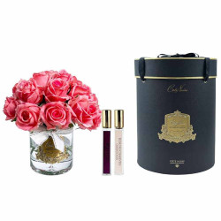 Cote Noire-Luxury Grand Rose Bud Bouquet White Peach Gold Badge