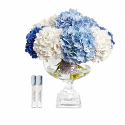 Cote Noire-Luxury Provence Hydrangeas Bouquet Mixed Blue Silver Badge Large 