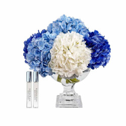 Cote Noire-Luxury Provence Hydrangeas Bouquet Mixed Blue Silver Badge Medium 