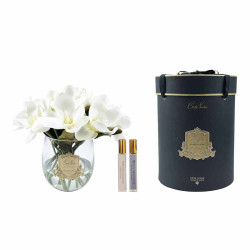 Cote Noire-Luxury Round Magnolia Bouquet Ivory White Gold Badge