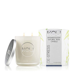 iKOU-DE-STRESS Aromacology Natural Wax Candle Clementine, Lavender & Geranium (Large)