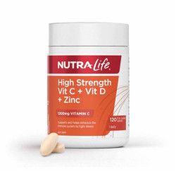 Nutralife-High Strength Vit C + Vit D + Zinc 1200mg 120 Tablets