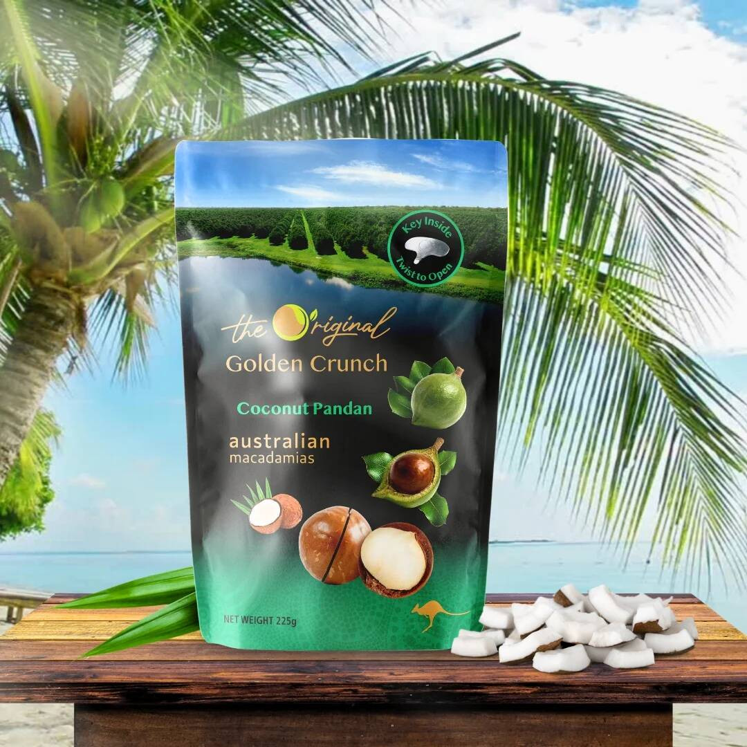 Macadamias Australia Coconut Pandan Golden Crunch Macadamias 225g
