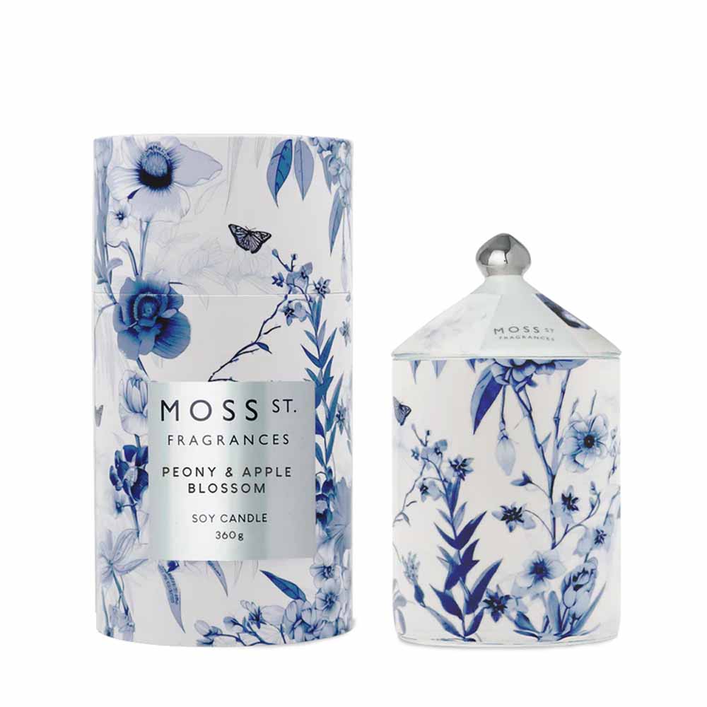 Moss Fragrances Peony Apple Blossom Ceramic Candle 360g